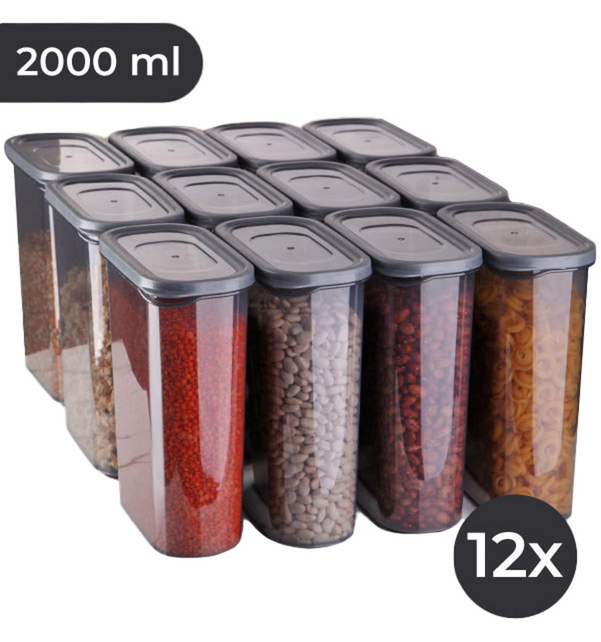 Vorratsdosenset 12-Teilig Je 2l, Kunststoff Anthrazit - Anthrazit, Basics, Kunststoff (17/21/8cm) - P & B