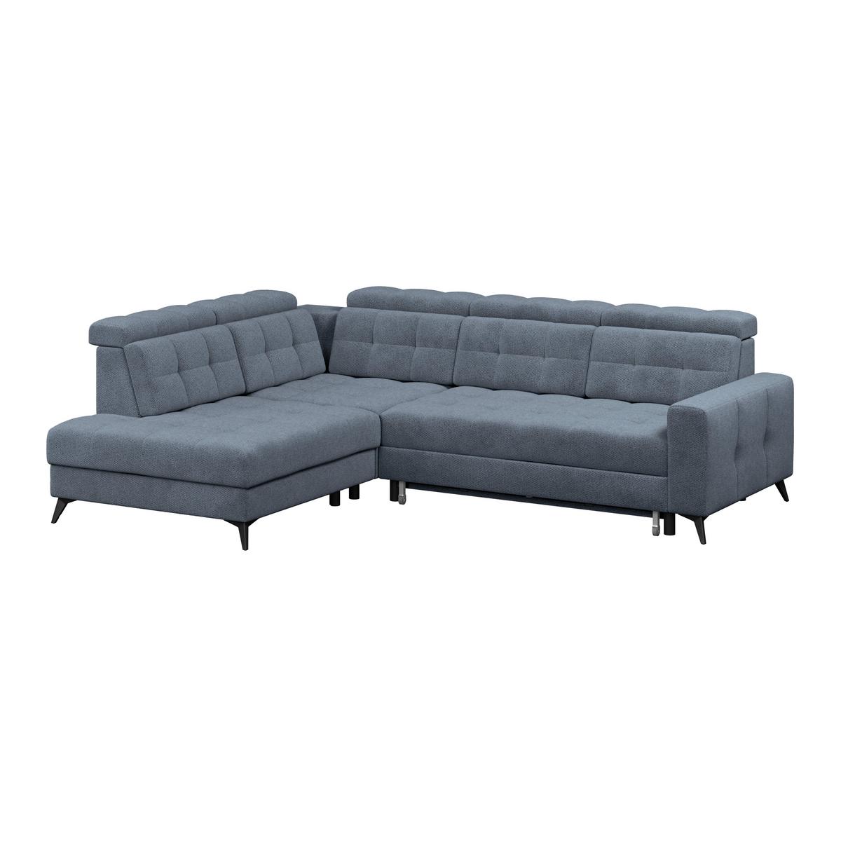 Ecksofa Barletta New Velours Blau, 228x289cm - Blau/Schwarz, ROMANTIK / LANDHAUS, Textil (228/289cm) - Luca Bessoni