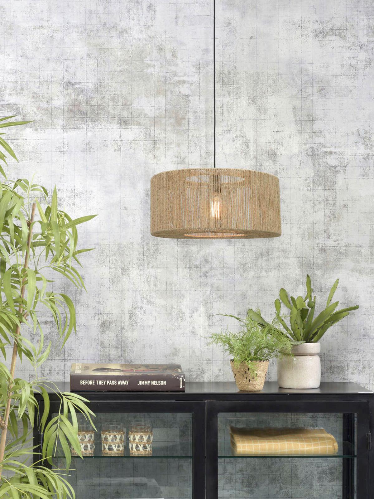 Hängeleuchte Iguazu H: 35 cm 1-Flammig höhenverstellbar - Hellbraun/Schwarz, Natur, Naturmaterialien/Kunststoff (52/35cm) - Good & Mojo