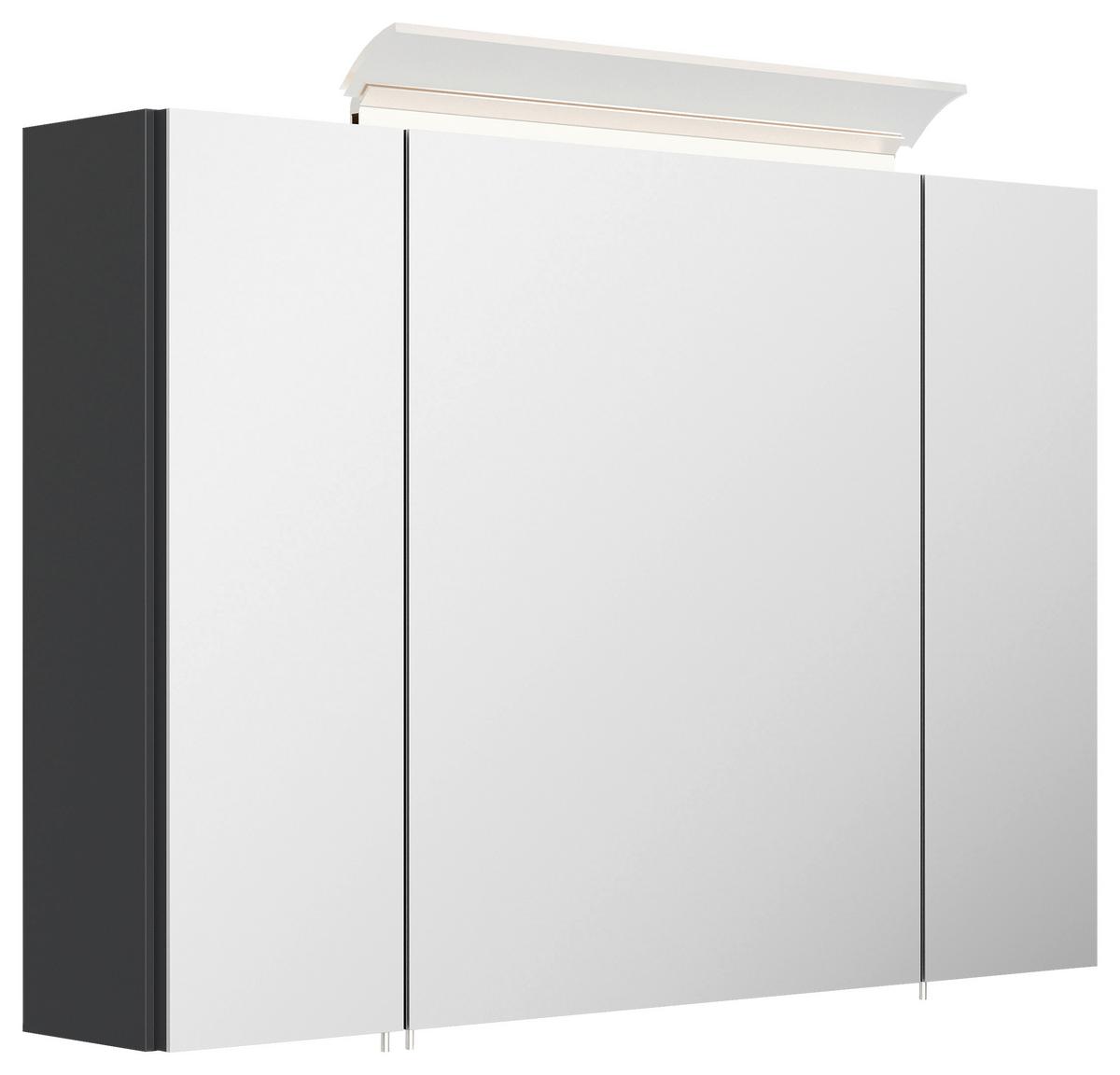 Spiegelschrank Graphitfarben B: 90 cm - Graphitfarben, MODERN, Glas/Holzwerkstoff (90/62/17cm) - MID.YOU