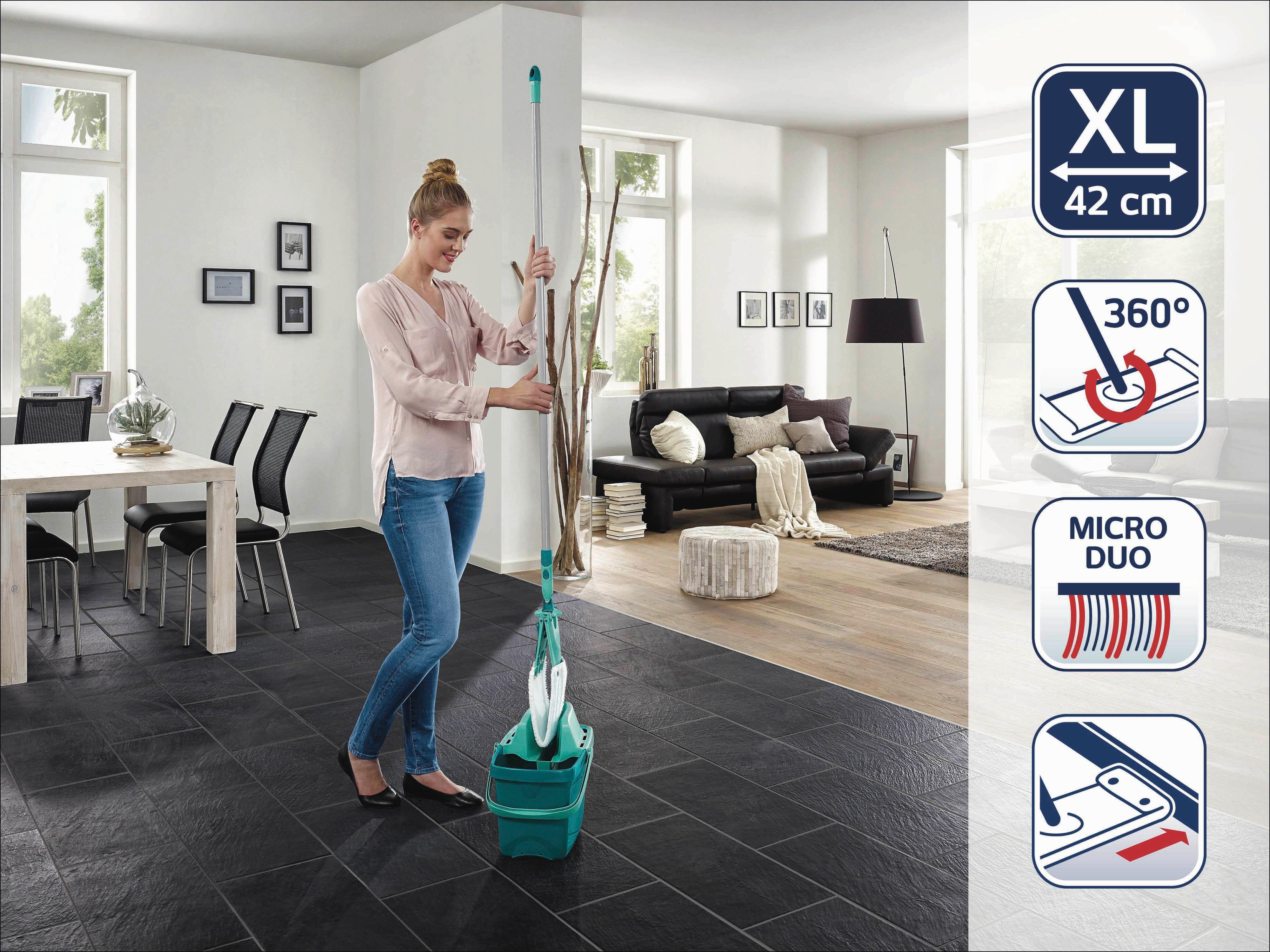 Bodenwischer-Set Combi XL mit Wringer und Eimer - Türkis, Basics, Kunststoff - Leifheit