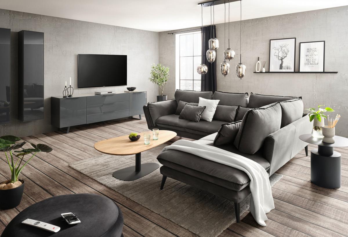 Závesné svietidlo Jeanette, max. 40 Watt - čierna, Modern, kov/sklo (80/34/120cm) - Premium Living
