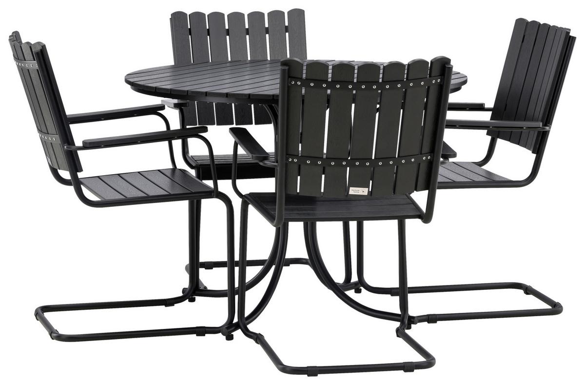 Gartentischgruppe Holmsund - Schwarz, KONVENTIONELL, Metall - Gardenson
