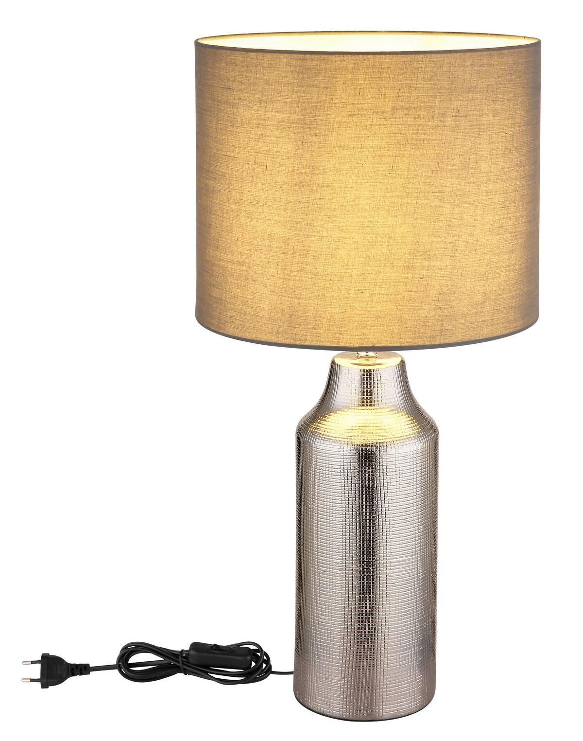 Tischleuchte 21736s Elden - Silberfarben/Weiß, Basics, Keramik/Kunststoff (30,5/61cm) - Globo