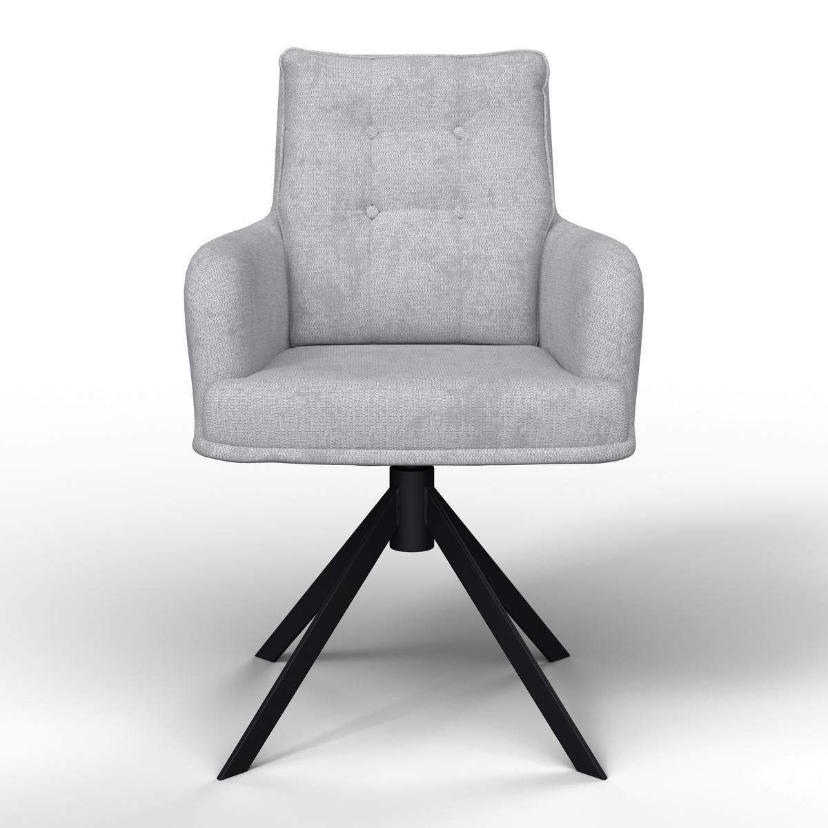 Stolička s podrúčkami MARIETTA, svetlosivá - čierna/svetlosivá, Modern, kov/drevo (66/90/60cm) - Bessagi Home