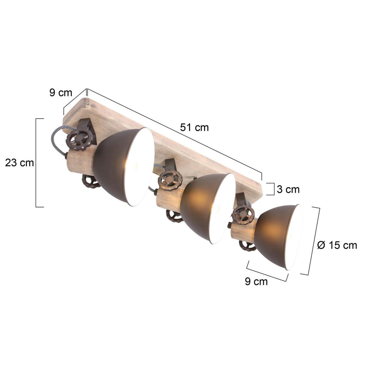 Deckenspots Gearwood - Anthrazit/Kupferfarben, Trend, Holz/Metall (59/19/23cm)