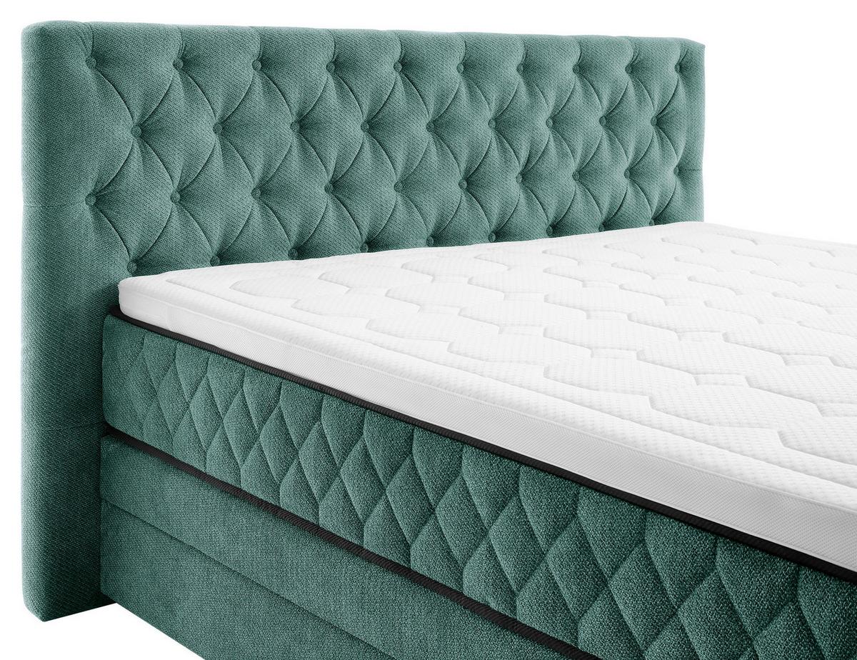 Boxspringbett Mit Topper & Bettkasten 160x200 Carmen A - Türkis, KONVENTIONELL, Holz/Holzwerkstoff (160/200cm) - James Wood