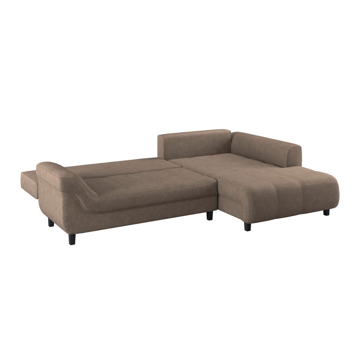 Ecksofa Mit Schlaffunktion & Bettkasten Mendoza Braun - Schwarz/Braun, Design, Textil (309/197cm) - Ondega