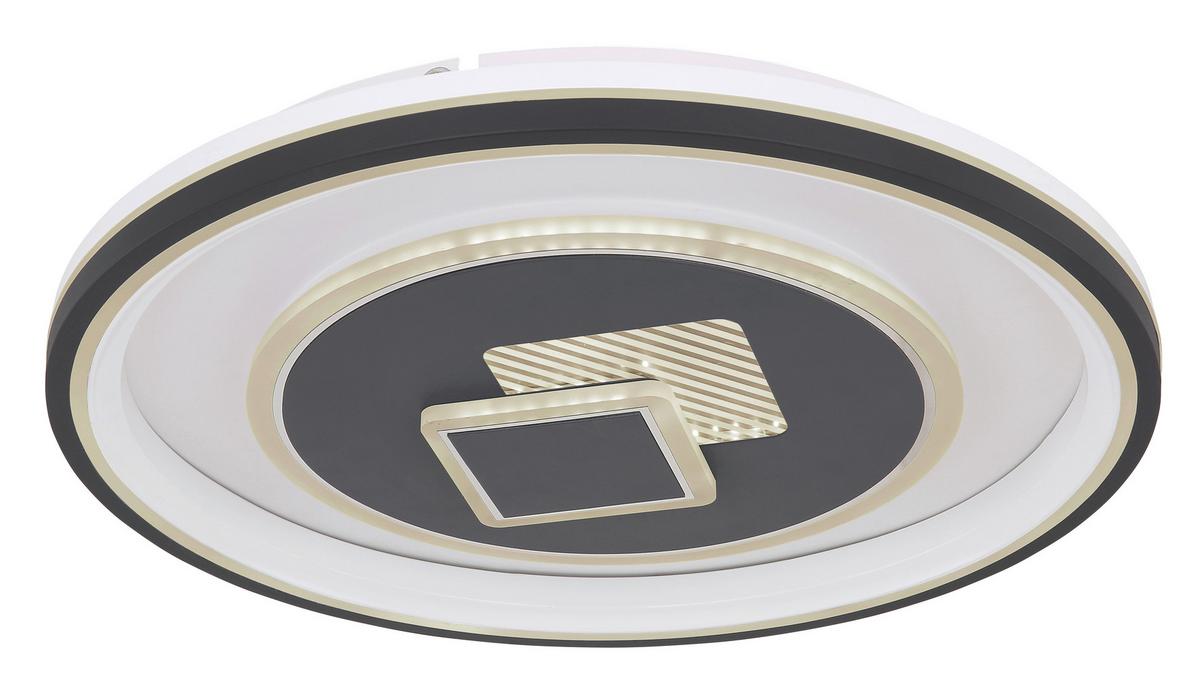 LED-Deckenleuchte Ø 50 cm Mit Stufenschalter + Fernbedienung - Opal/Graphitfarben, Design, Kunststoff/Metall (50/7cm) - Globo