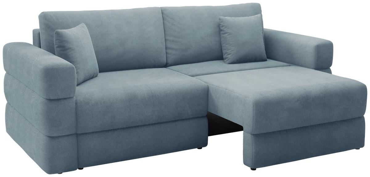 Schlafsofa Terazzo Blau B: 254cm - Blau/Schwarz, Design, Textil (254/93/167cm) - Livetastic