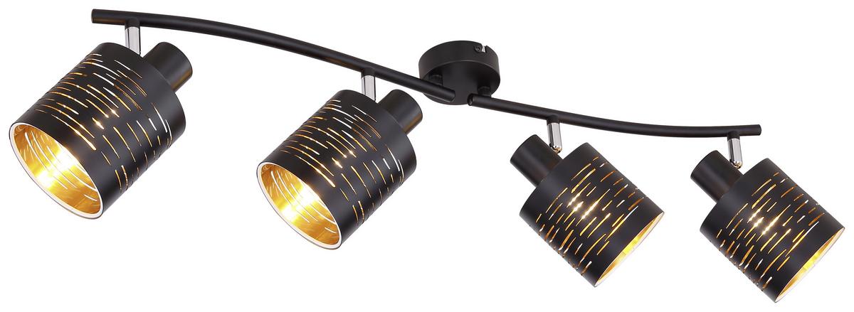 Strahler Tunno 4-flammig Verstellbar L: 72 Cm - Goldfarben/Schwarz, Design, Kunststoff/Metall (72/10/16cm) - Globo