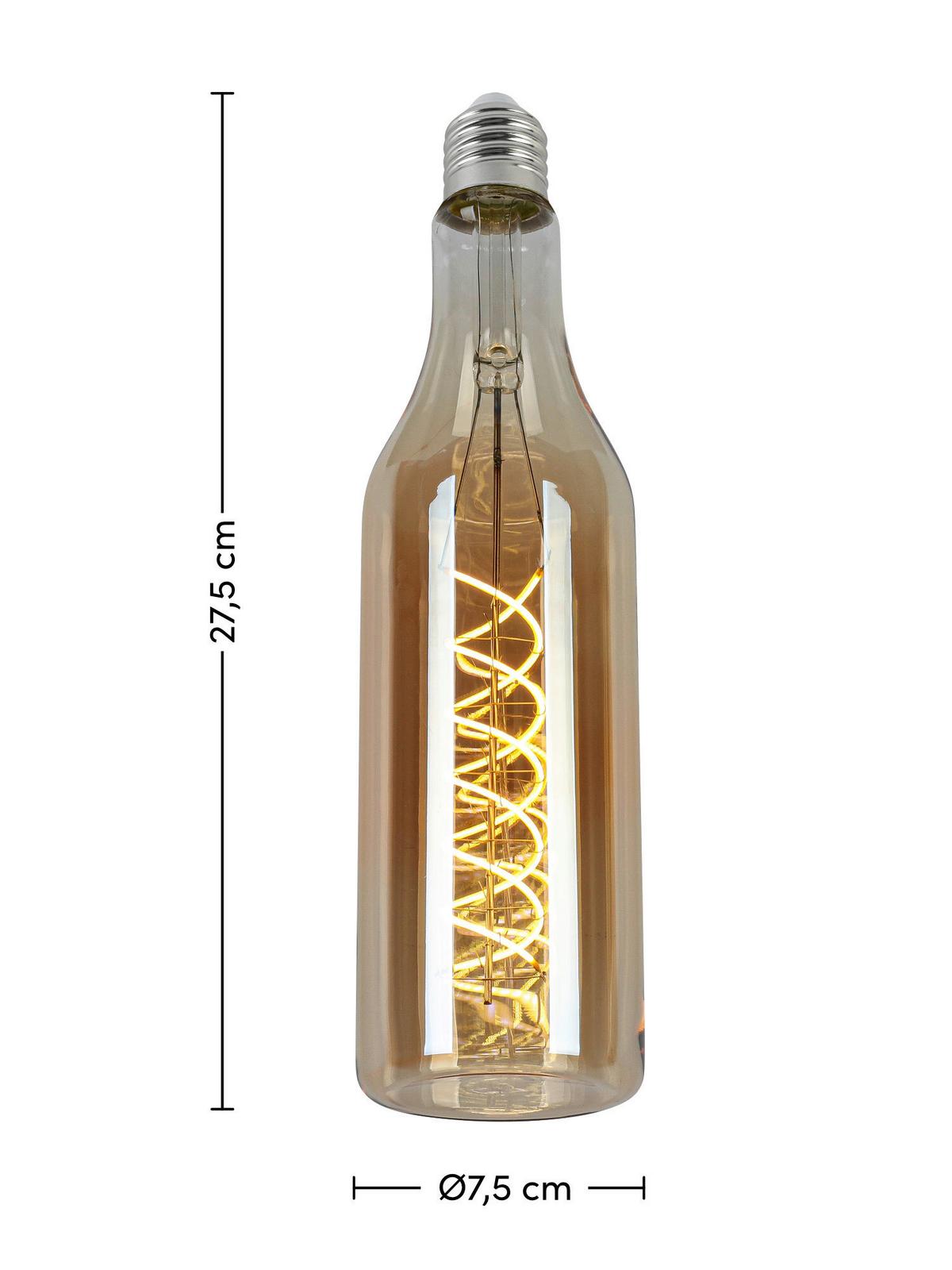 LED ŽÁROVKA FLASCHE - jantarové barvy, Romantický / Rustikální, kov/sklo (7,5/27,5cm) - Mömax