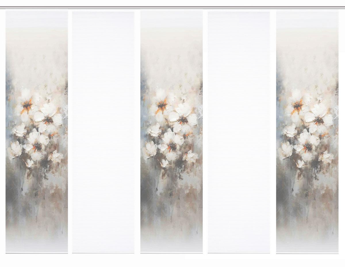 Flächenvorhang Aristea 5er Set - Hellgrau/Naturfarben, Natur, Textil (60/245cm)