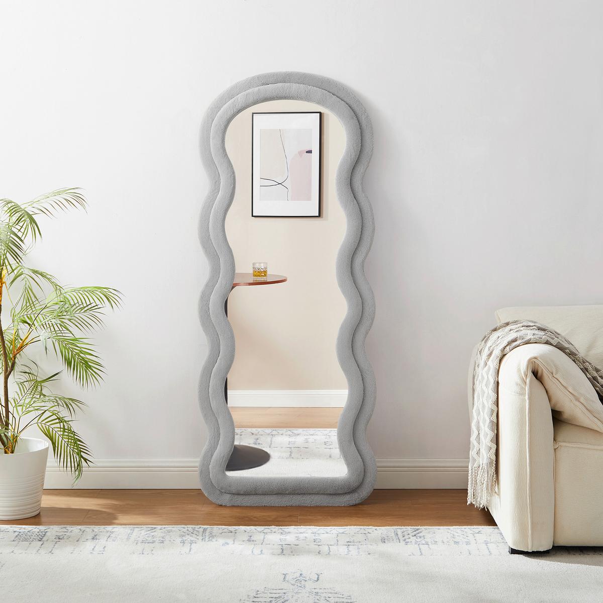 Standspiegel Hellgrau B: 70 cm - Hellgrau, Design, Glas/Holzwerkstoff (70/170/3cm) - Livetastic