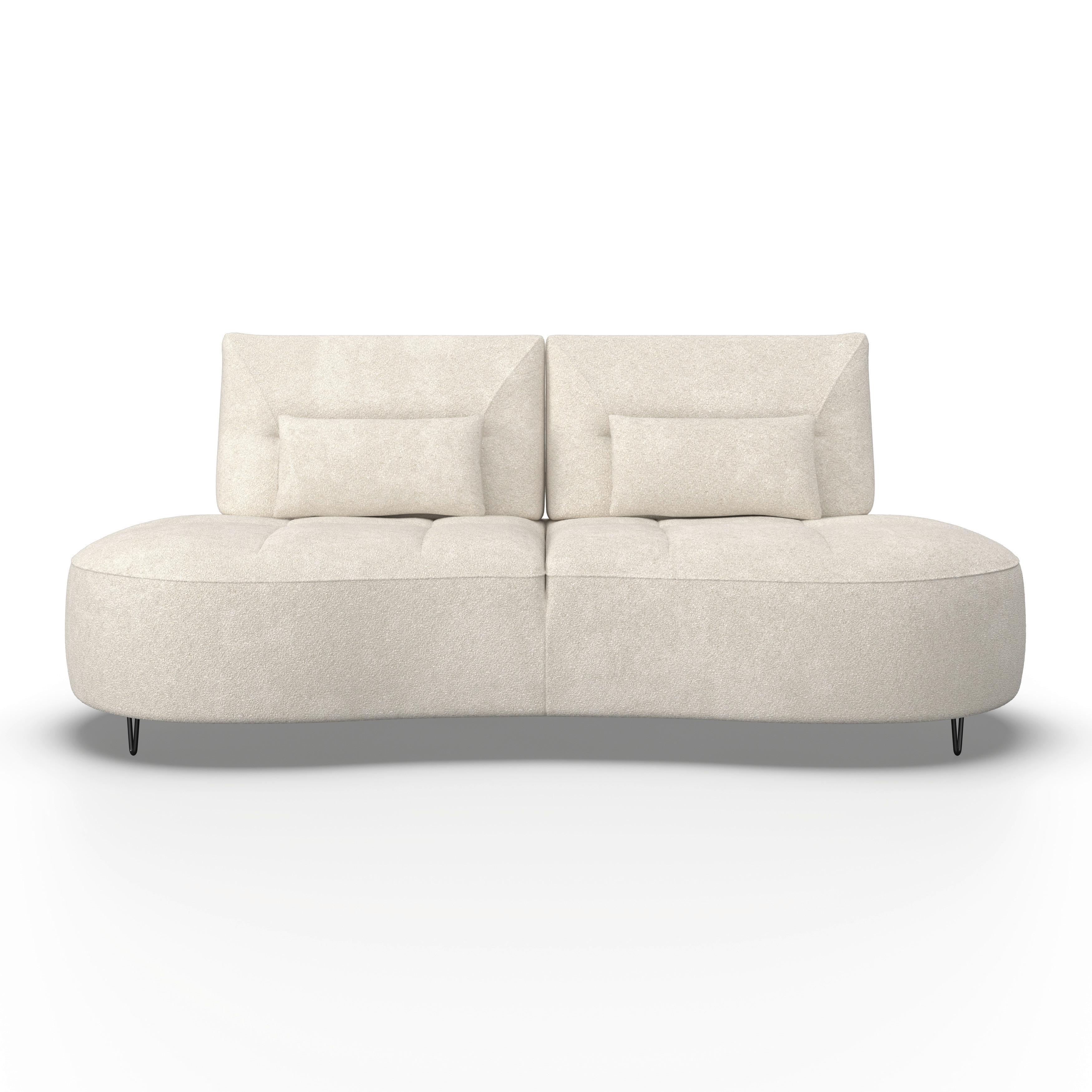 Dvoumístná pohovka BENNY, béžové buklé, max. 360 kg - černá/béžová, Moderní, kov/dřevo (224/85/114cm) - Bessagi Home