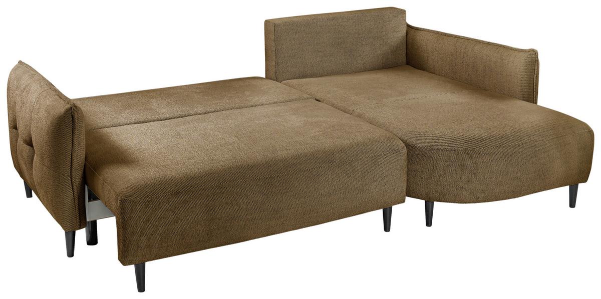 Ecksofa Sycylia Goldfarben/schwarz, 244 Cm - Goldfarben/Schwarz, Design, Textil (244/165cm) - MID.YOU