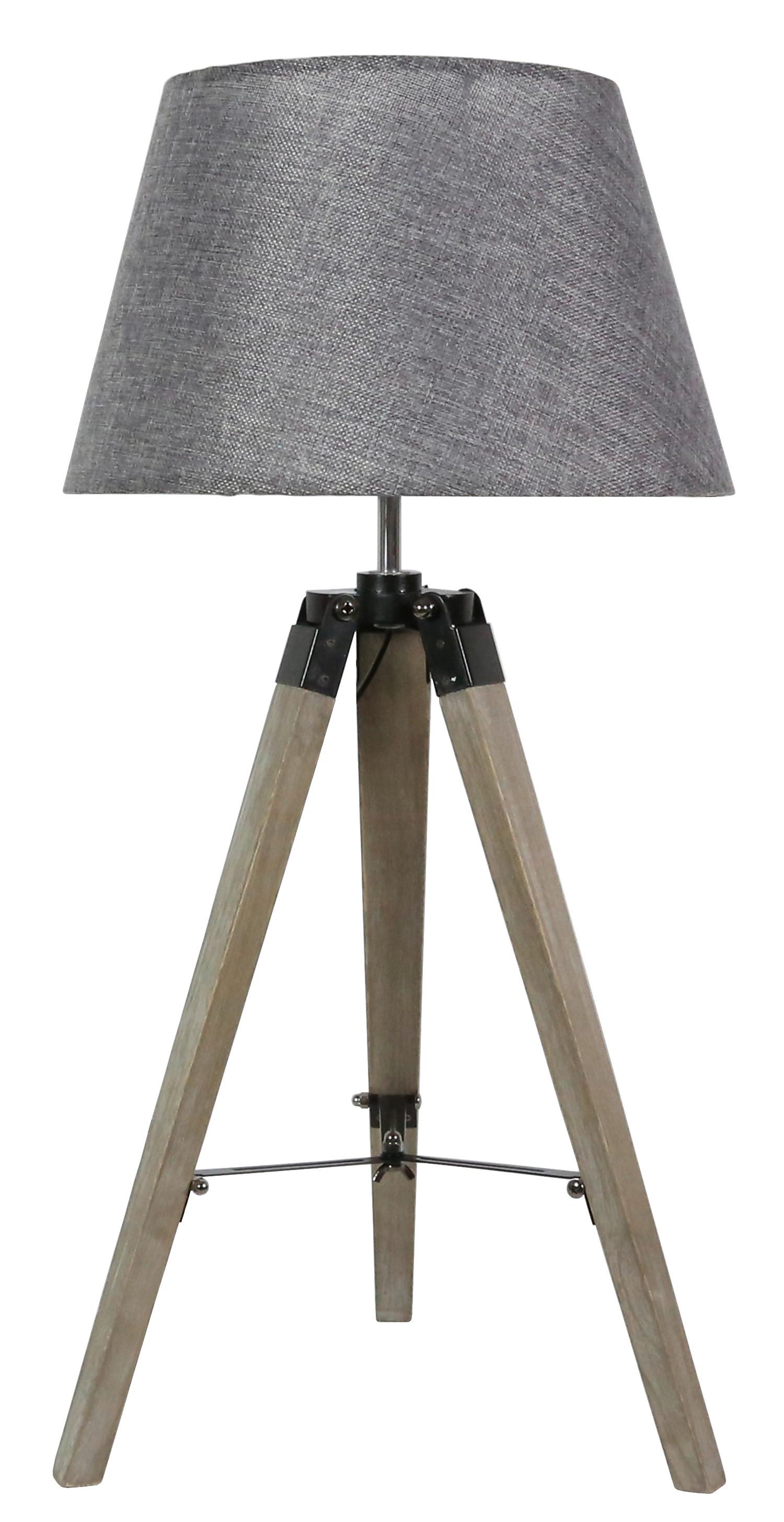 TISCHLEUCHTE 41-31150 - Grau, Natur, Holz/Textil (35/35/68cm)