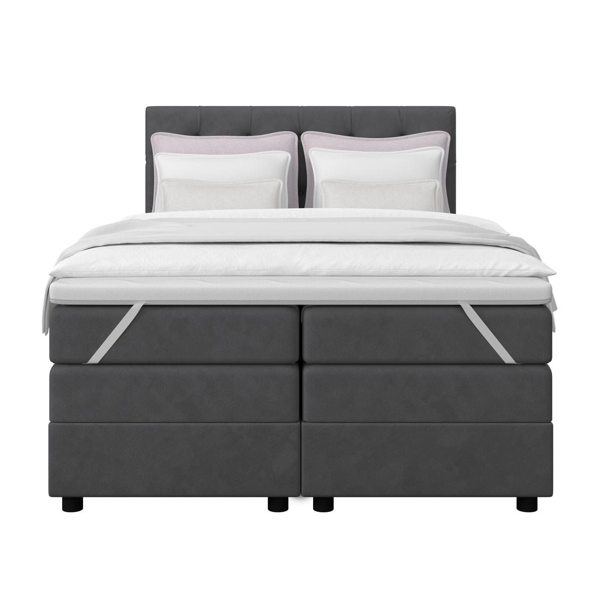 Boxspringbett Elio Graphitfarben 140x200 Cm H4 - Schwarz/Graphitfarben, ROMANTIK / LANDHAUS, Textil (144/121/212cm) - James Wood