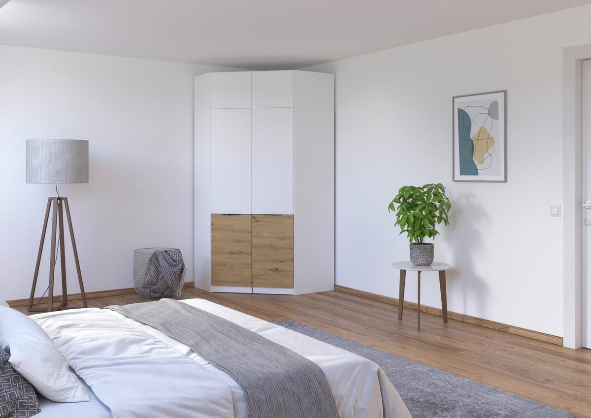 PRŮCHOZÍ ROHOVÁ SKŘÍŇ MAX-EXTRA - bílá/šedá, Konvenční, kompozitní dřevo/plast (117/197/117cm)