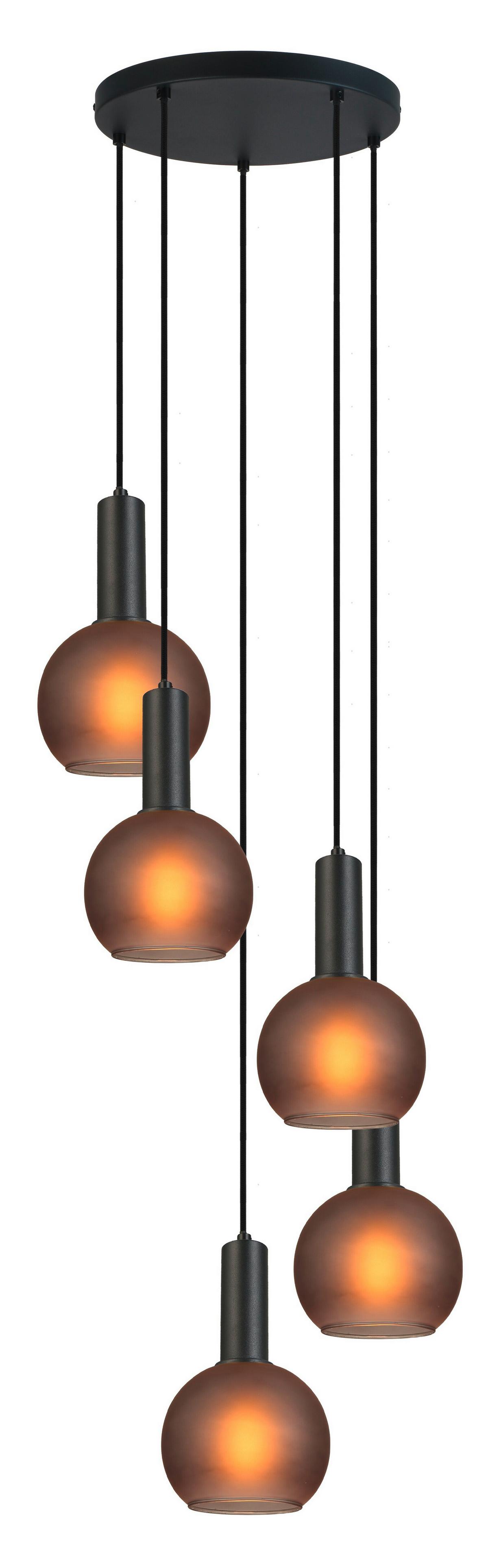 Hängeleuchte Karla - Schwarz/Grau, KONVENTIONELL, Glas/Metall (42/120cm) - James Wood