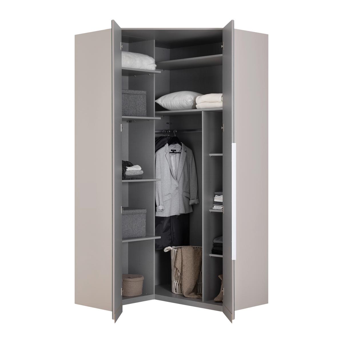 Šatní skříň NEW YORK - šedá/černá, Konvenční, kov/kompozitní dřevo (120/236/120cm)