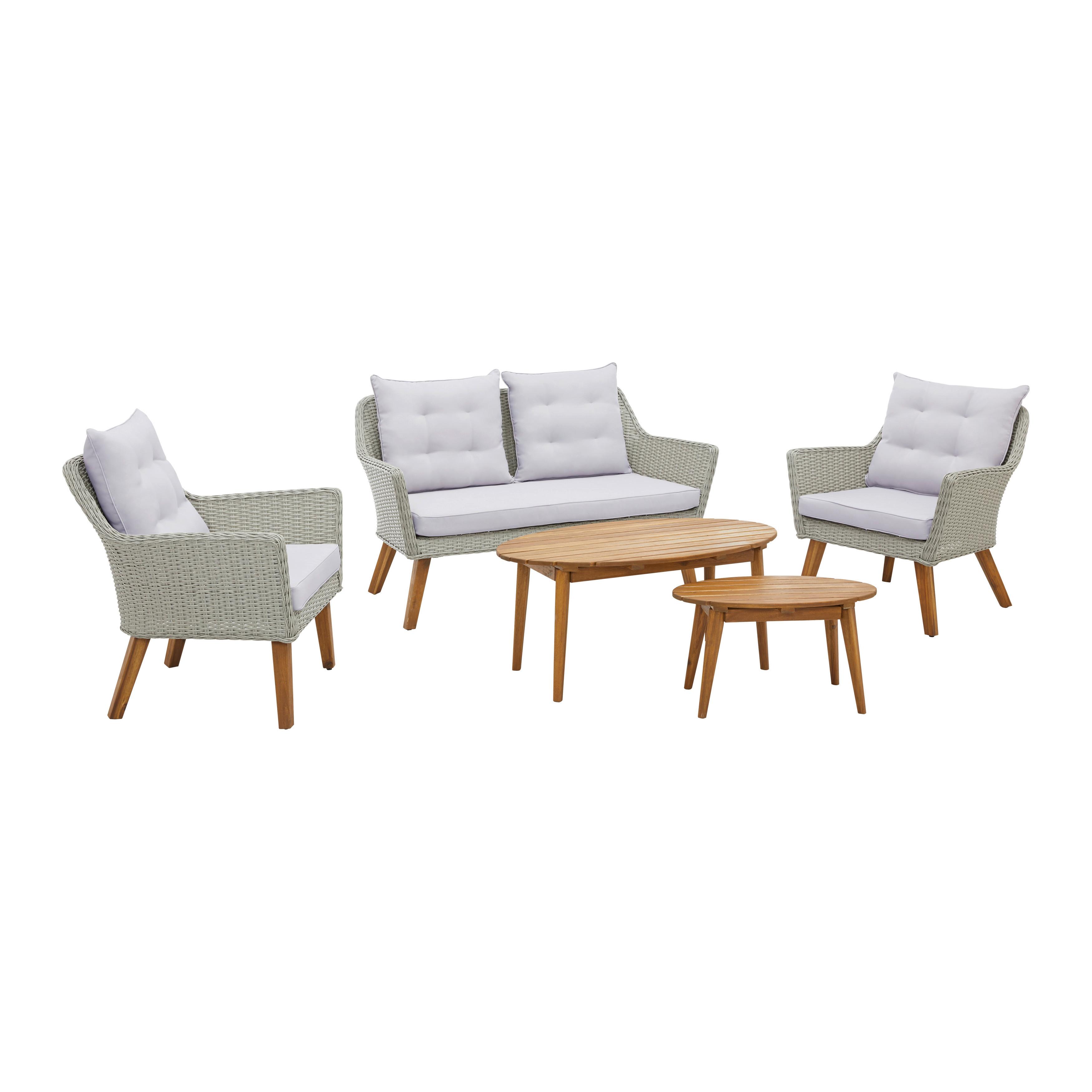 TERASOVÁ SEDACÍ SOUPRAVA BRÜSSEL - šedá/přírodní barvy, Moderní, dřevo/textil - Zandiara