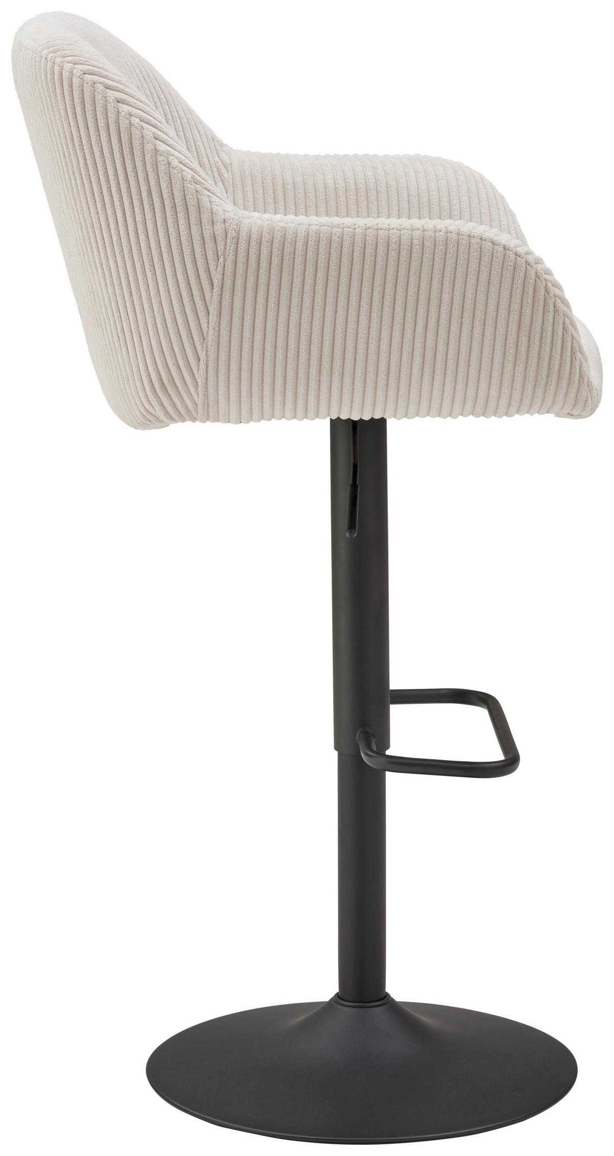 Barhocker Kiana - Beige/Schwarz, LIFESTYLE, Textil/Metall (44/95-117/55cm) - Livetastic