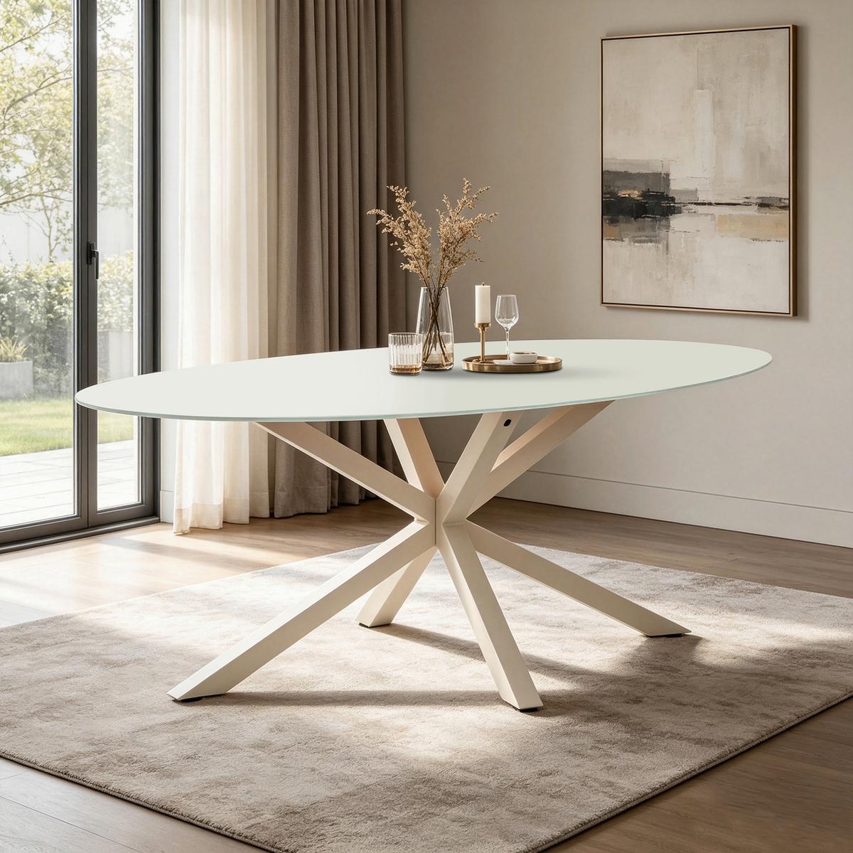 Esstisch Vanda Kaschmir L: 180 cm - Kaschmir, MODERN, Glas/Metall (180/100/75cm) - P & B