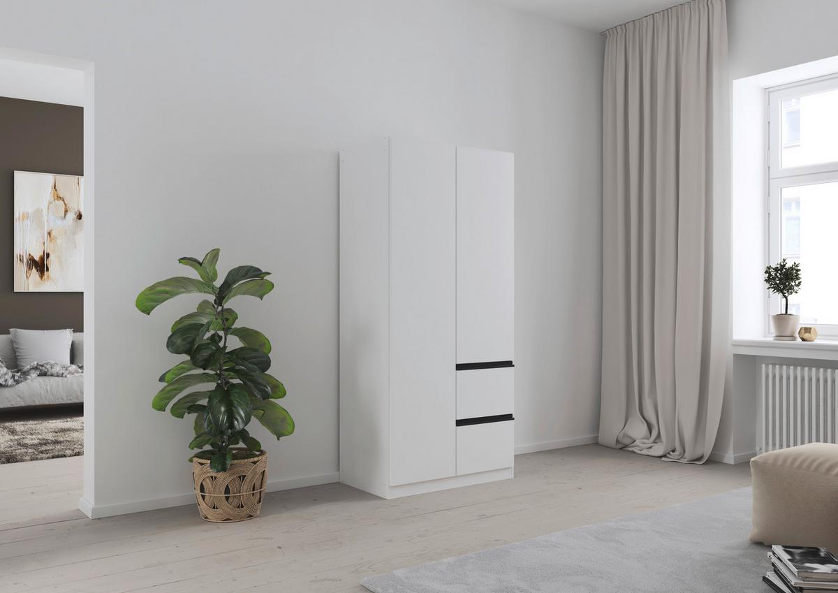 Drehtürenschrank Costa Weiß B: 91 cm - Weiß, MODERN, Holzwerkstoff (91/197/54cm) - Rauch Möbel