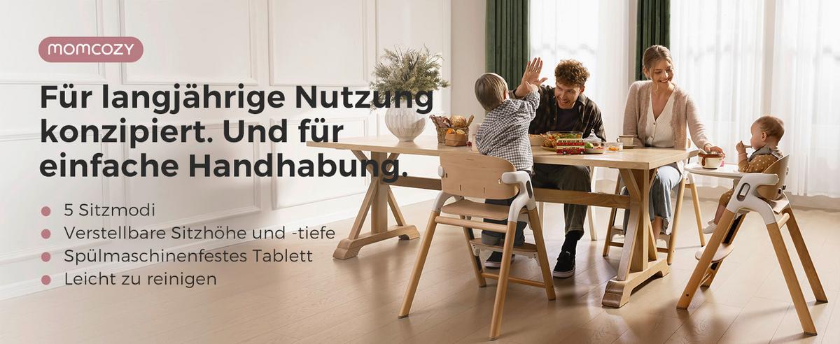 Kombihochstuhl hellbraun - Hellbraun, Basics, Holz (71,1/79,5/56,2cm) - Momcozy