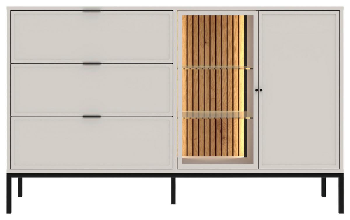 Kommode Deco Schwarz/Kaschmir B: 150,2cm - Kaschmir/Schwarz, Design, Glas/Holzwerkstoff (150,2/92/40cm) - MID.YOU