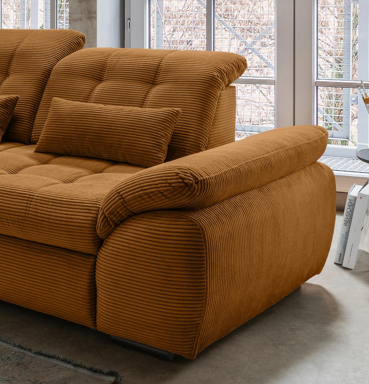 Ecksofa Mit Bettkasten Rigatti Goldfarben 184x314 Cm - Goldfarben/Schwarz, MODERN, Textil (184/314cm) - Livetastic