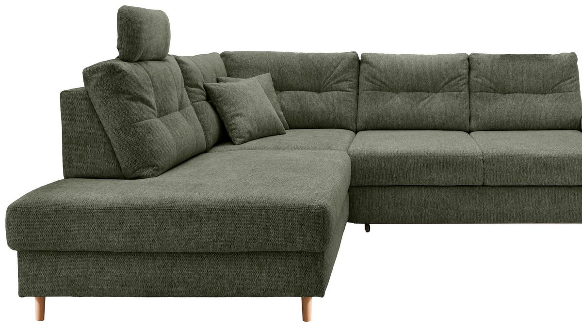 Ecksofa Brizzini Dunkelgrün S: 206x264 Cm - Dunkelgrün/Naturfarben, MODERN, Textil (206/264cm) - Livetastic