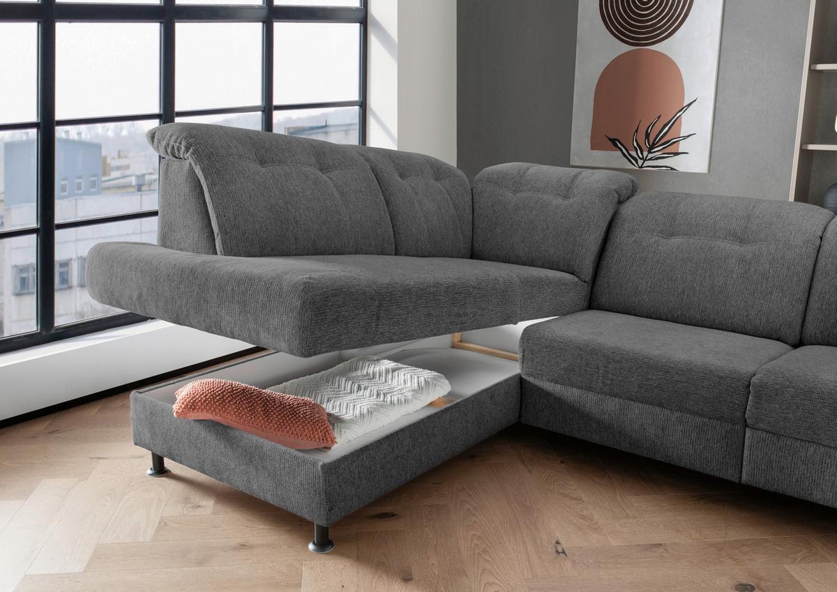 Ecksofa Minori Chenille Anthrazit, S: 198x270 cm - Anthrazit/Schwarz, MODERN, Textil (198/270cm) - Livetastic