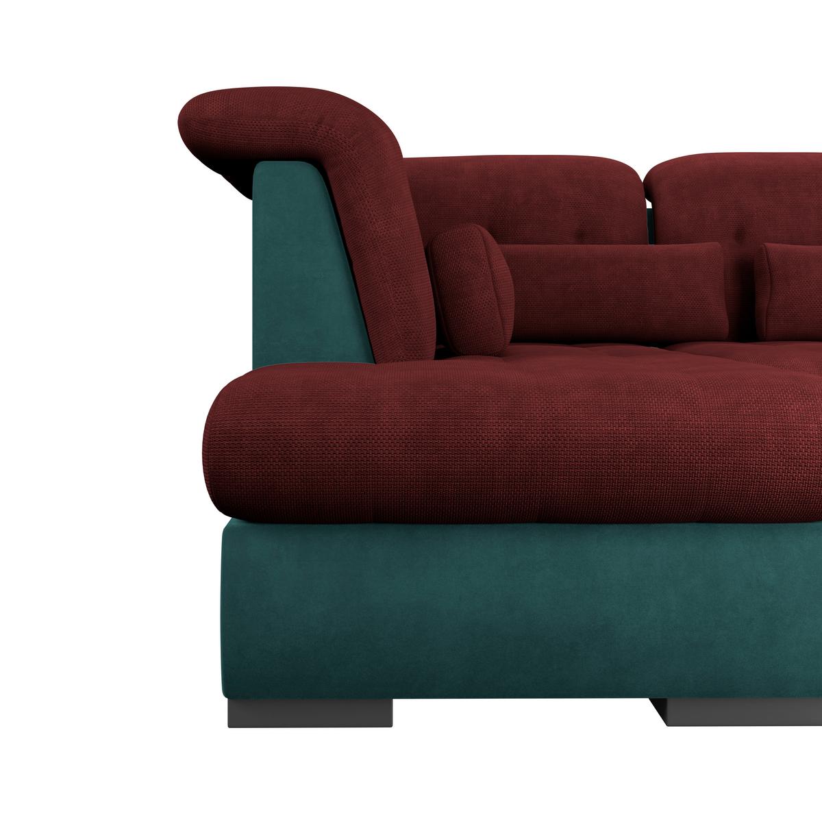 Wohnlandschaft Madera Rubinrot U: 212x358x190 cm - Türkis/Rot, KONVENTIONELL, Kunststoff/Textil (212/358/190cm)