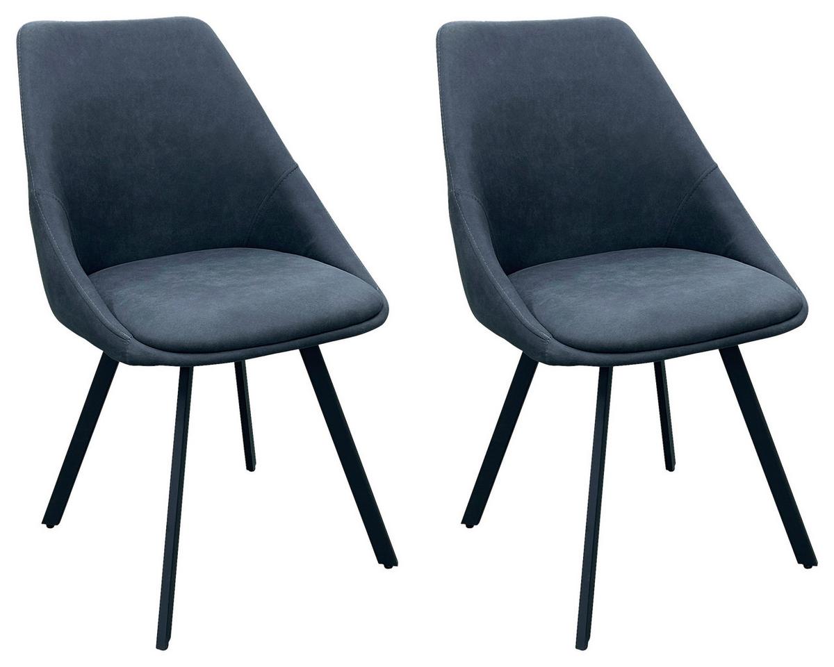 Esszimmerstuhl Jasper Anthrazit, Schwarz 2er Set - Anthrazit/Schwarz, Design, Textil/Metall (55/83/59cm) - MID.YOU
