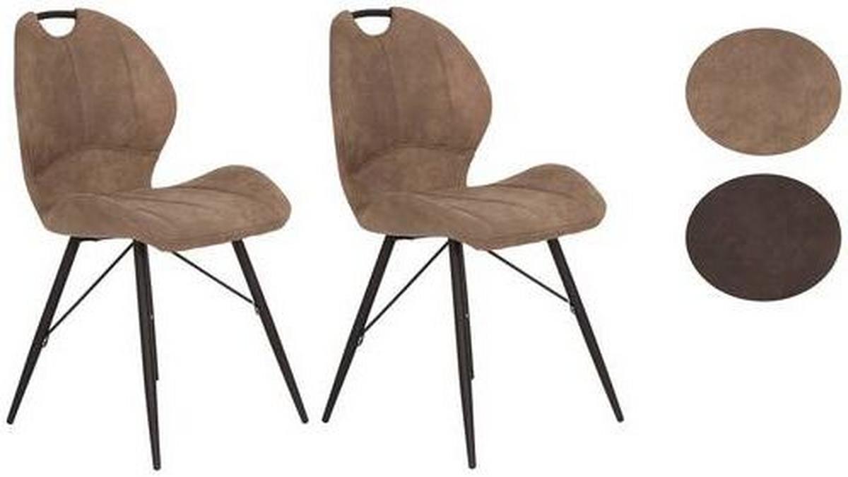 Schalenstuhl Kate S Schlammfarben 2er-Set - Schlammfarben/Schwarz, MODERN, Textil/Metall (50/86/56cm) - MID.YOU