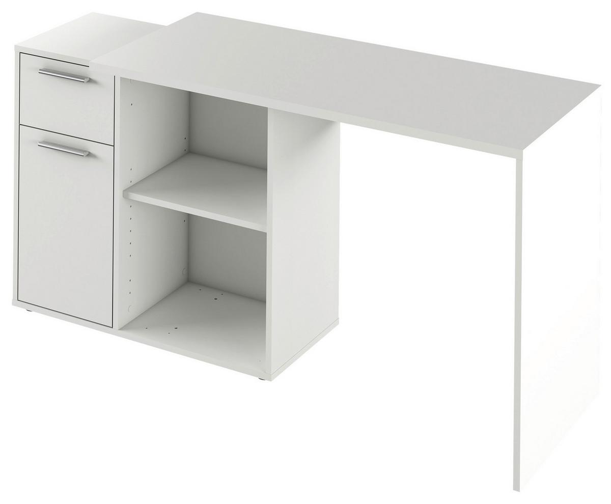 Psací stůl LUCAS - bílá/barvy hliníku, Moderní, kompozitní dřevo/plast (117/71/75/80cm) - Based
