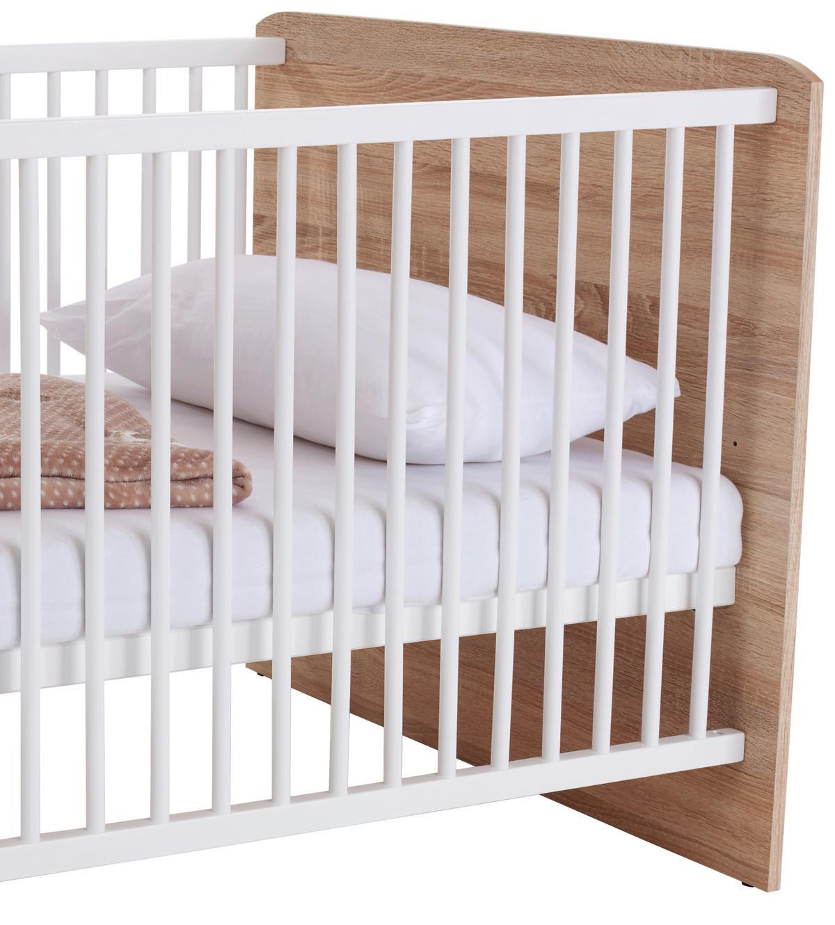 Gitterbett Wiki 70x140 Cm Dekor Weiß/sonoma Eiche - Weiß/Sonoma Eiche, KONVENTIONELL, Holzwerkstoff (144/82cm) - MID.YOU