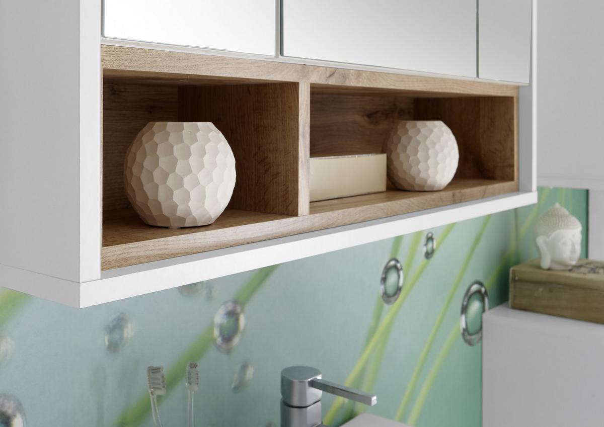 Kupelňová skrinka MILANO šírka 80cm - biela/farba duba, Design, kompozitné drevo/sklo (80/72/20cm) - MID.YOU