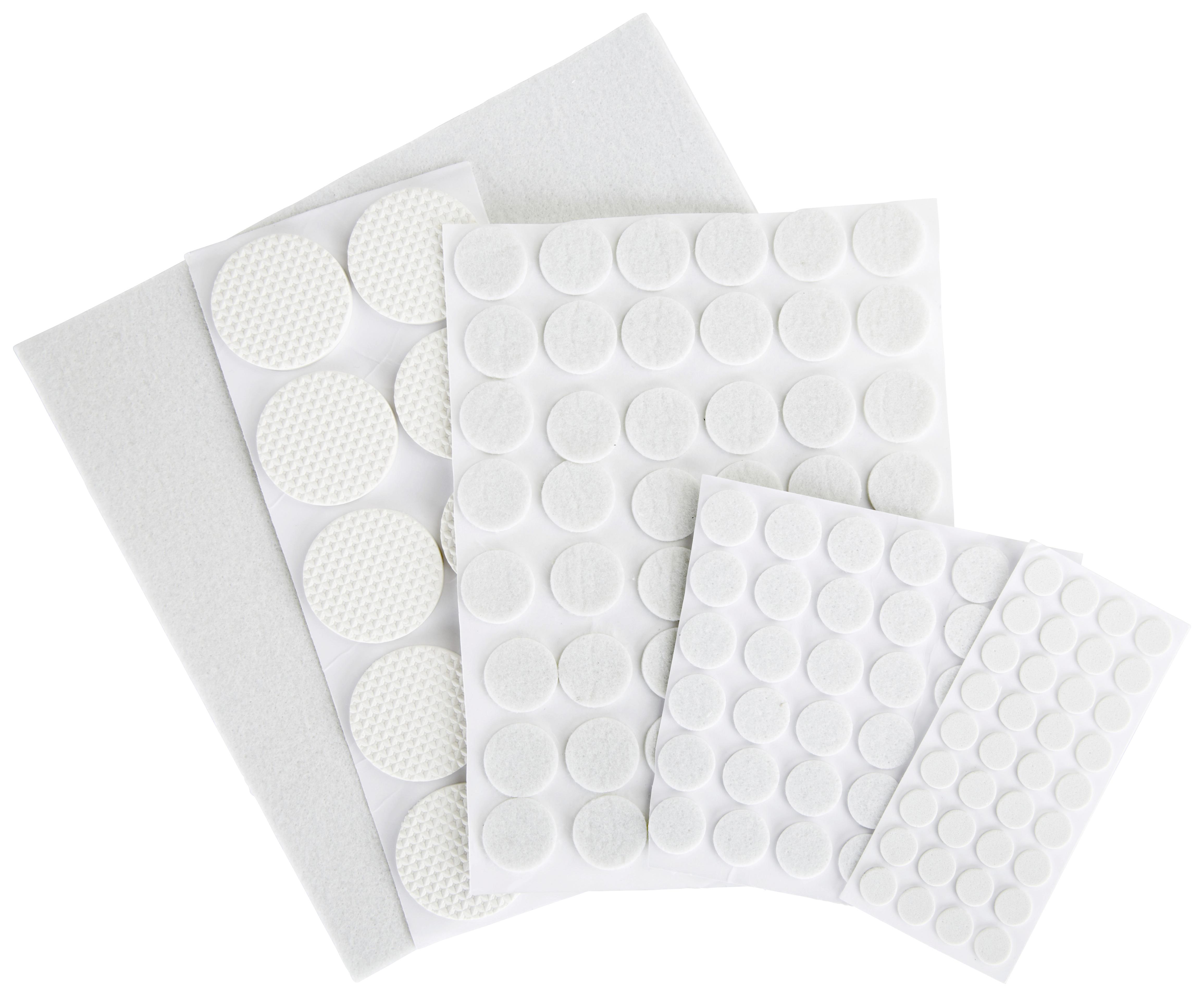 Filzgleiter-Set 20x20 cm 131--Teilig, Weiß Selbstklebend - Weiß, KONVENTIONELL, Kunststoff/Textil