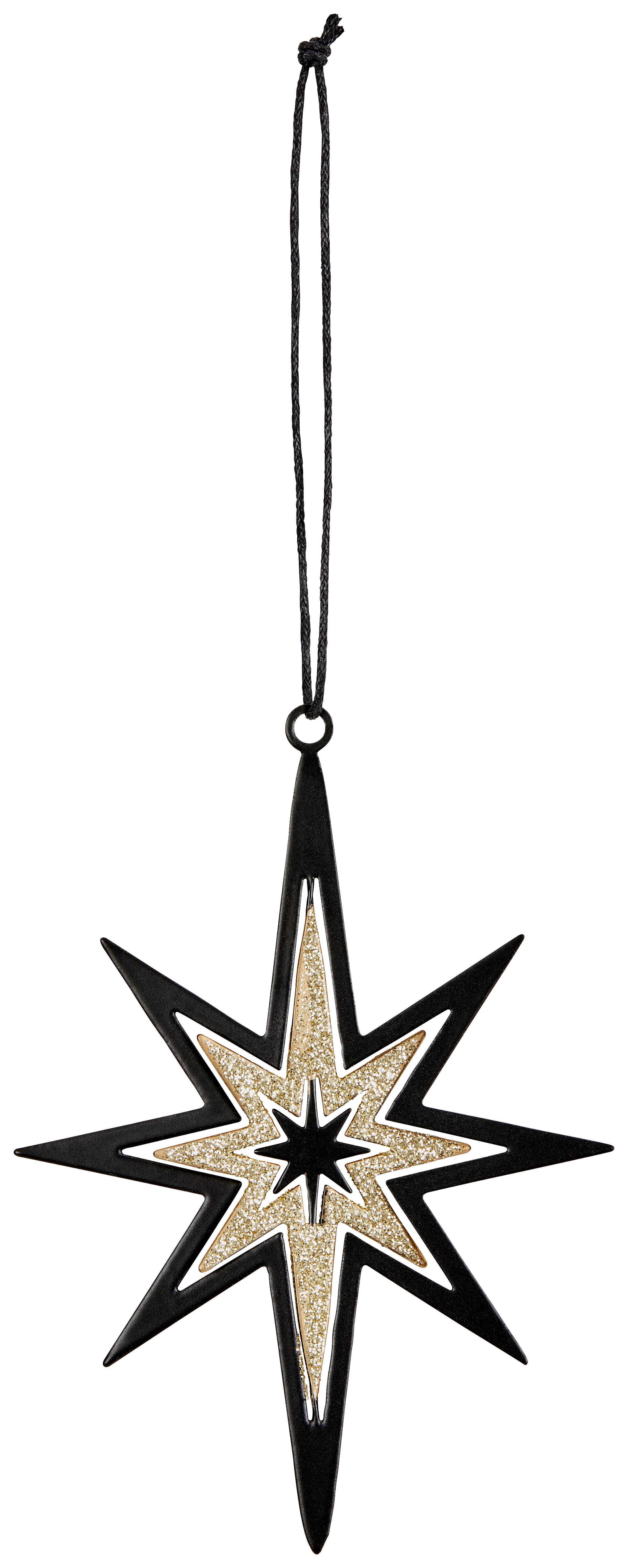 Weihnachtsdeko Stern Metall Zum Hängen - Goldfarben/Schwarz, Basics, Metall (9/5/12cm)