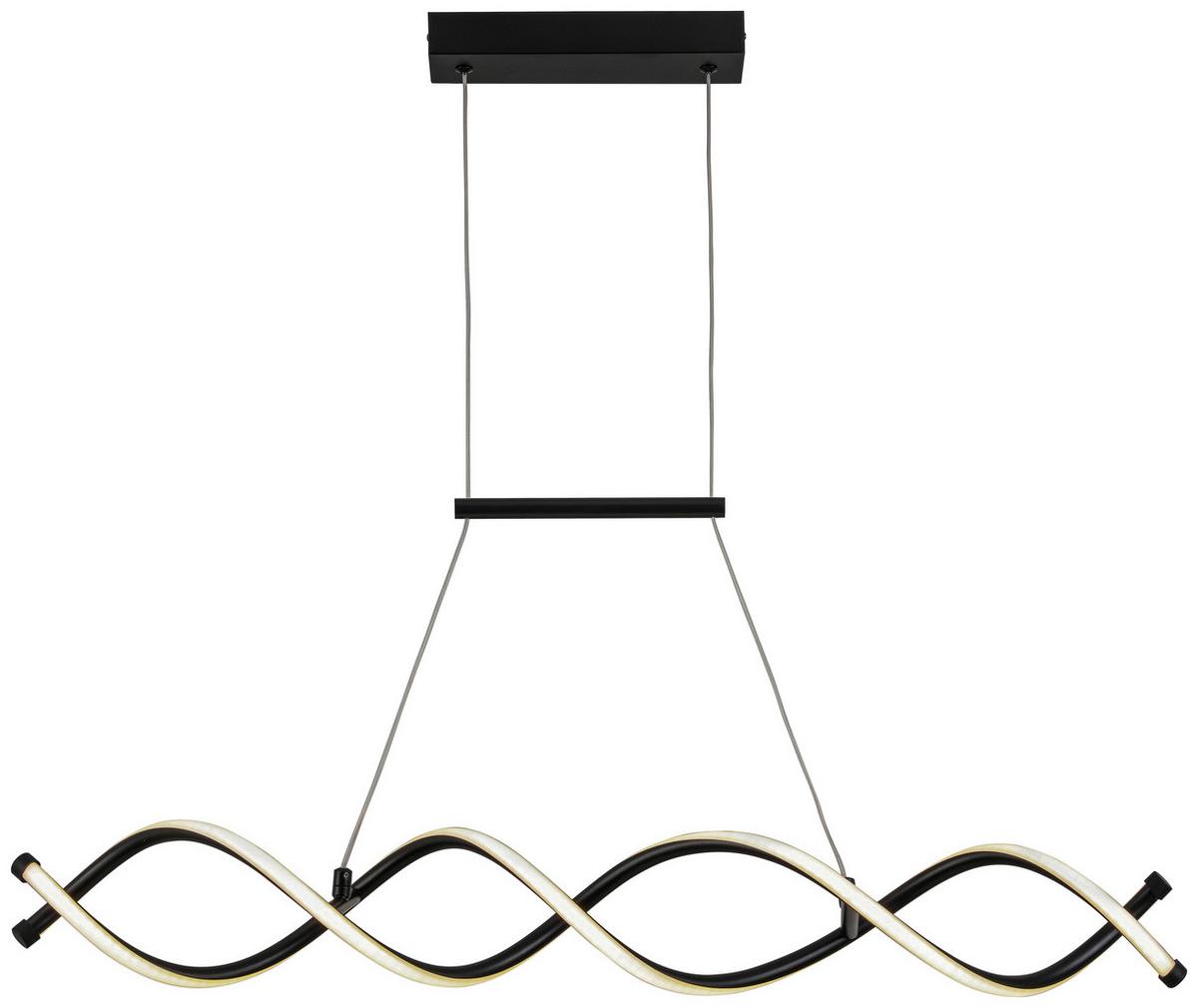 Led-hängeleuchte Solea H: 120 Cm 1-Flammig, Geschwungen - Schwarz, MODERN, Kunststoff/Metall (88/120cm) - Luca Bessoni