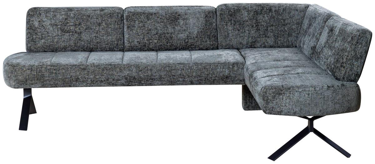 Eckbank Grün mit Metallbeinen Ulmo 248x176 cm - Schwarz/Grün, MODERN, Textil/Metall (248/176cm)