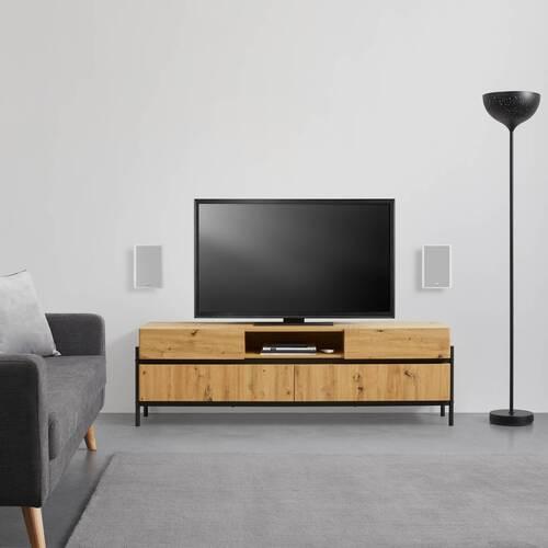TV díl JASMINA barvy dubu - černá/barvy dubu, Moderní, kov/dřevo (175/54/41,5cm) - Bessagi Home