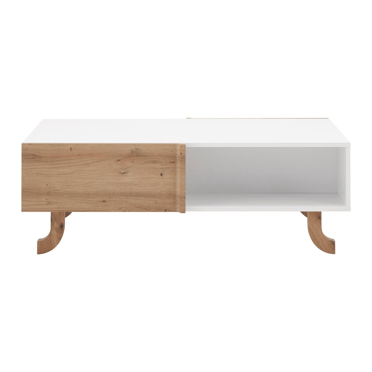 Konferenčný stolík VIRA farby dubu/biela - biela/farba borovice, Modern, drevo (110/38/66cm) - Bessagi Home