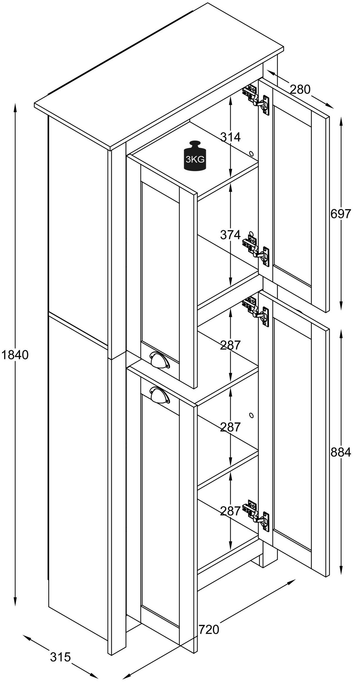 Kleiderschrank Balusa Weiß, Eiche Dekor B: 72 cm - Honigeiche/Weiß, LIFESTYLE, Holzwerkstoff (72/184/31,5cm) - MID.YOU