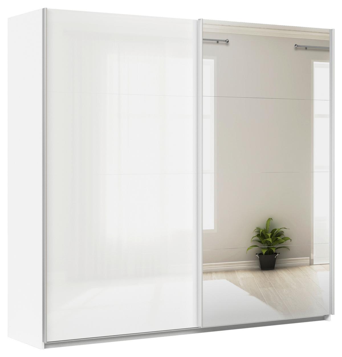 Tolóajtós Szekrény Feldkirch 225/210 Cm - ezüstszínű/magasfényű fehér, Modern, faalapú anyag (225/210/62cm)