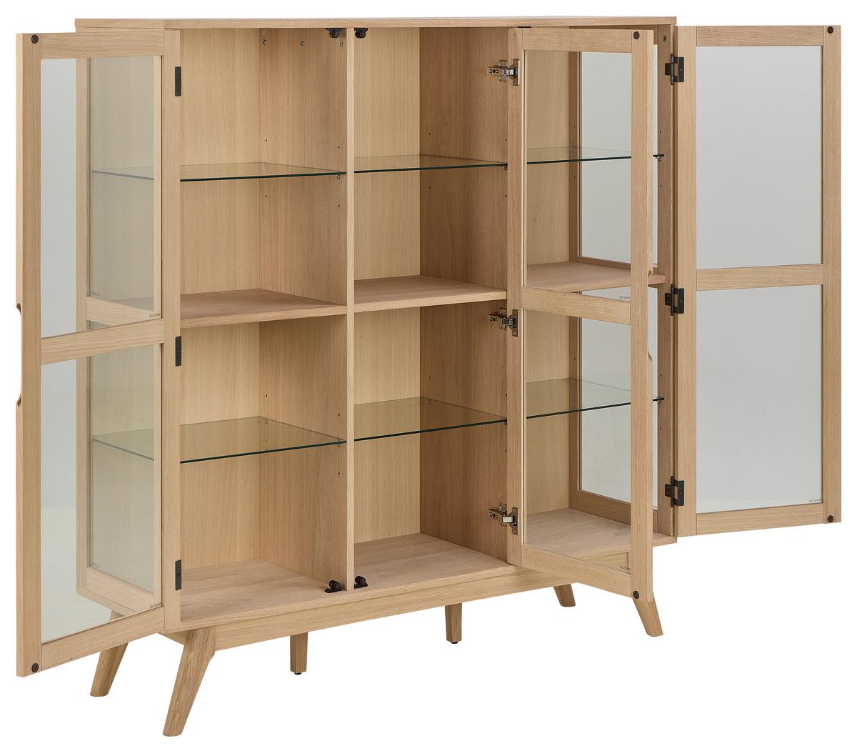 VITRÍNA MARTE - číra/farba duba, Design, kompozitné drevo/sklo (140/148/40cm) - MID.YOU