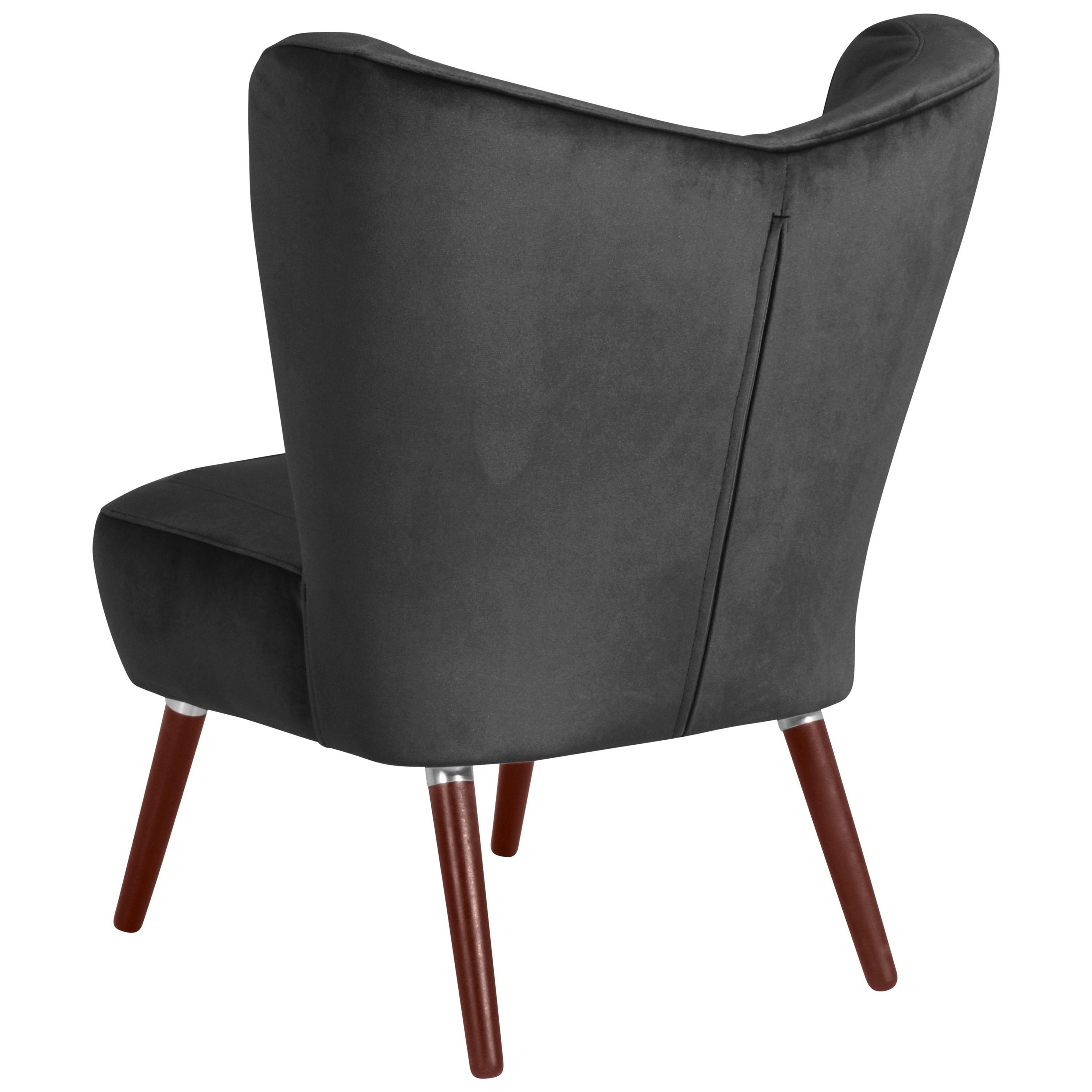 Polstersessel Sari Samt Anthrazit - Anthrazit/Nussbaumfarben, Design, Textil (70/86/69cm) - Max Winzer